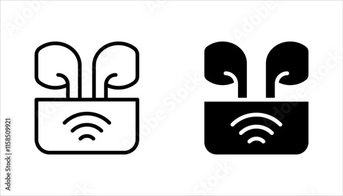 Earphones icon collection. Earbuds icons set. AirPods vector illustration on white background