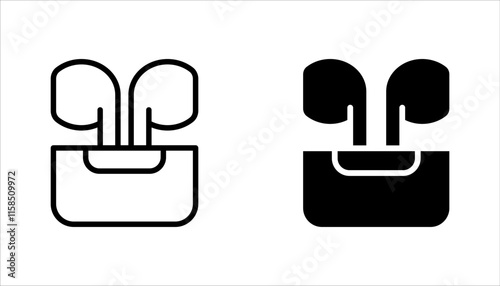 Earphones icon collection. Earbuds icons set. AirPods vector illustration on white background