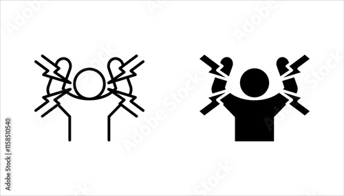 Angry person icon set. Frustration, burnout, furious. vector illustration on white background