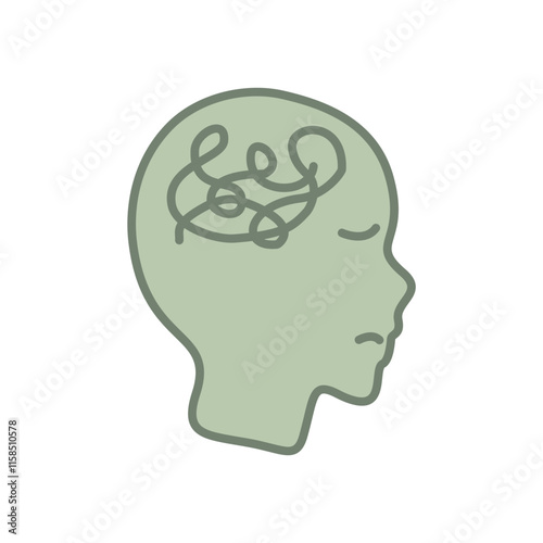 human head silhouette with brain Psychosis Illustration Psychical Paranoia Dread photo