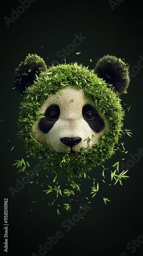 A panda silhouette filled with bamboo groves, representing the gentleness and charm of nature.