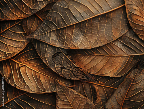 Intricate Textured Leaf Pattern in Earthy Tones photo