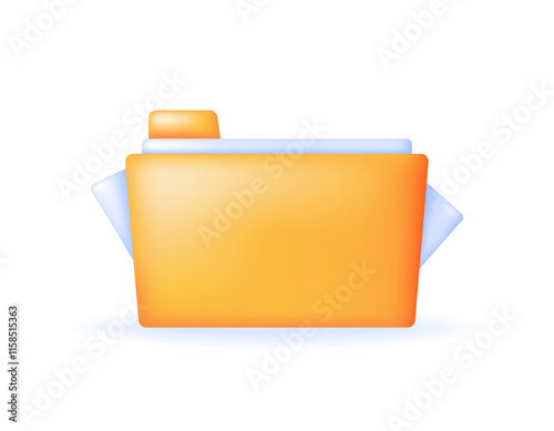 file folder concept. file and archive management. illustration of paper documents inside a folder. icon or symbol. minimalist 3d style design. element