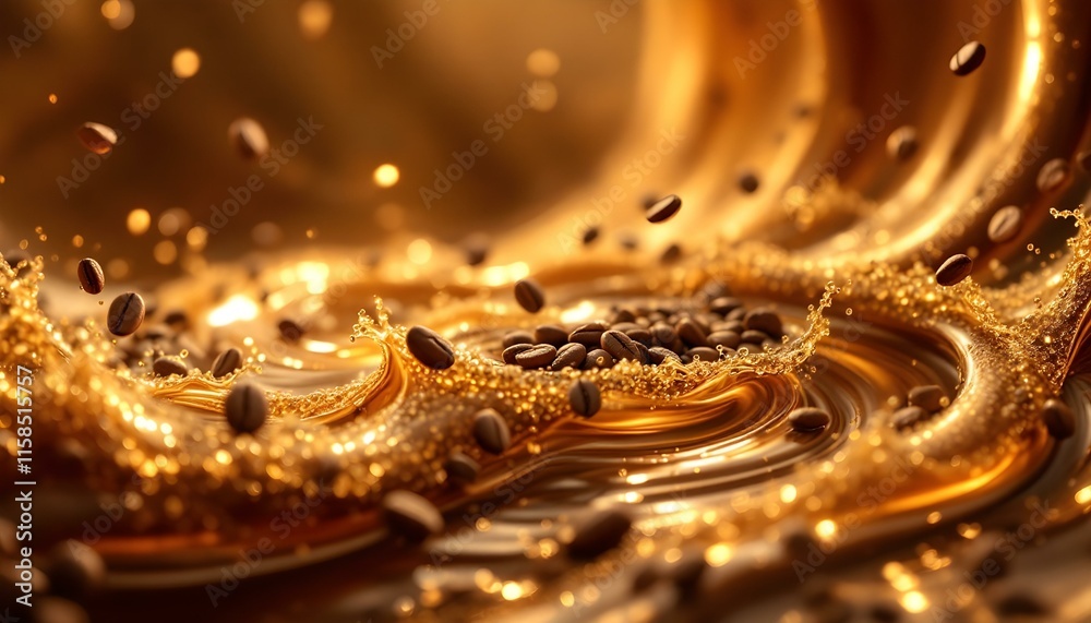 A dynamic swirl of chocolate liquid with a drop of water, evoking the essence of a coffee splash A dynamic swirl of chocolate liquid with a drop of water, evoking the essence of a coffee splash