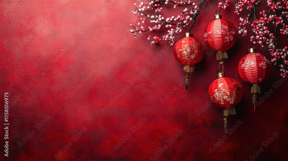 Obraz premium Celebrate chinese new year vibrant oriental festive atmosphere illustration background cultural environment lively viewpoint
