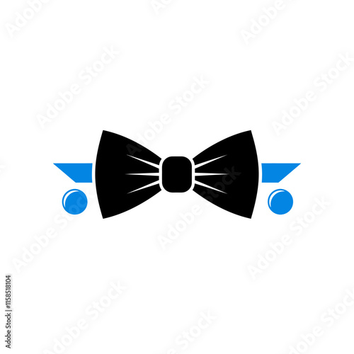 Classic Moustache and Bow Tie Barber Logo Vector - Male Accessories.
