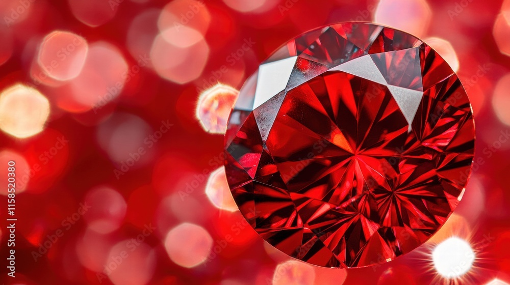 Red Gemstone on Red Bokeh Background Red Gemstone on Red Bokeh Background