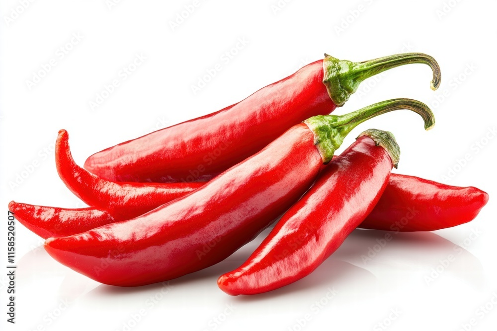 Fresh Red Chili Peppers Isolated on White Fresh Red Chili Peppers Isolated on White