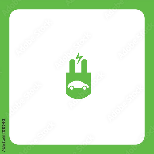 Green electric car icon symbolizing eco-friendly transport and sustainable energy. Perfect for EV, green tech, and renewable energy projects.
