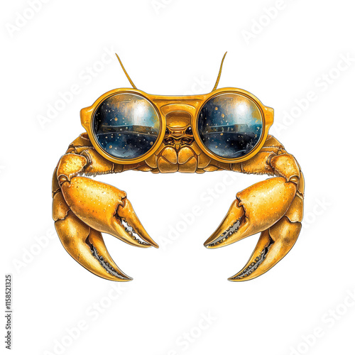 Cool Crab with Galaxy Sunglasses A Whimsical Digital Illustration photo