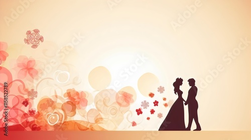 Traditional Wedding Silhouette with Elegant Floral and Romantic Details