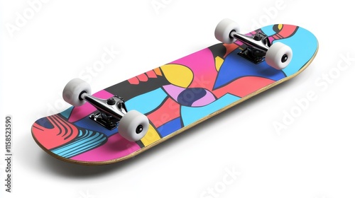 Retro 80s Inspired Skateboard with Vibrant Graphics