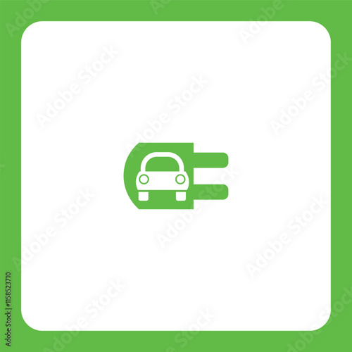 Green electric car icon symbolizing eco-friendly transport and sustainable energy. Perfect for EV, green tech, and renewable energy projects.