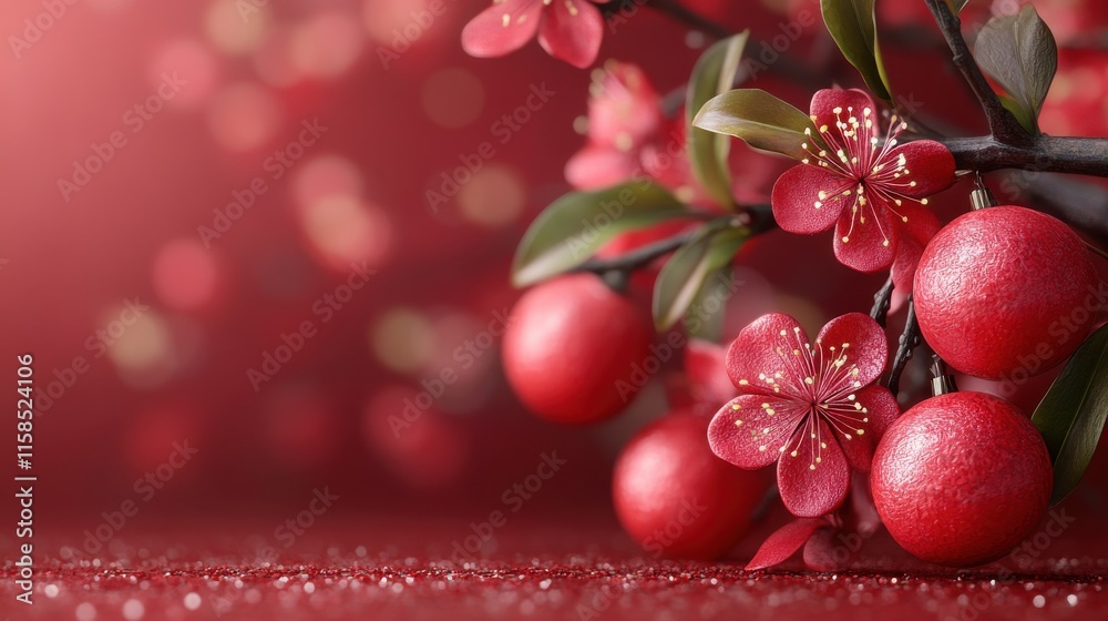 Celebrate chinese new year with realistic decorations a festive background for lunar new year celebrations