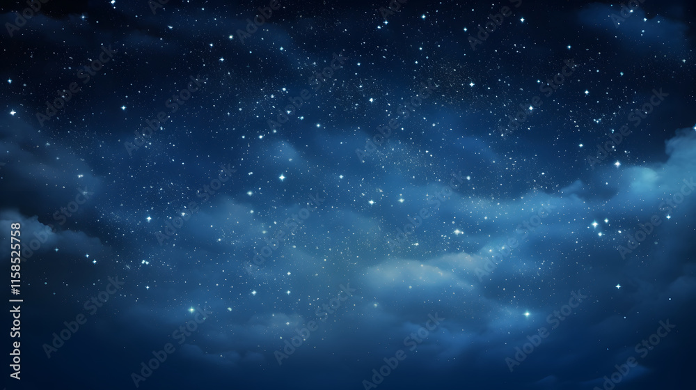 Fototapeta premium Digital dark blue sky nebula abstract graphic poster background