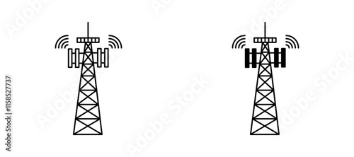 Telecom icons in outline and fill. vector illustration for ui.