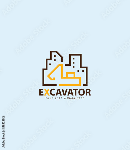 Modern excavator logo, ideal for construction companies, excavation services, or industrial branding. Clean, professional design ready for use.