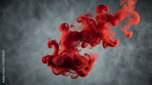 Red and white smoke isolated on black background creative smoke design art, withb texture dynamic concept culture smoke coor.