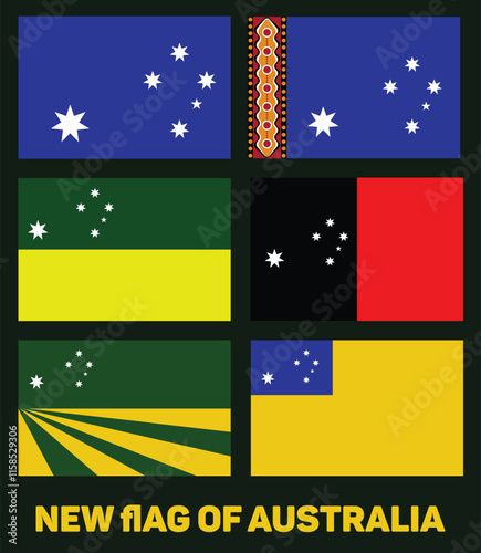 Creative redesign of Australia’s flag, combining vibrant colors and the Southern Cross for modern cultural and branding use.