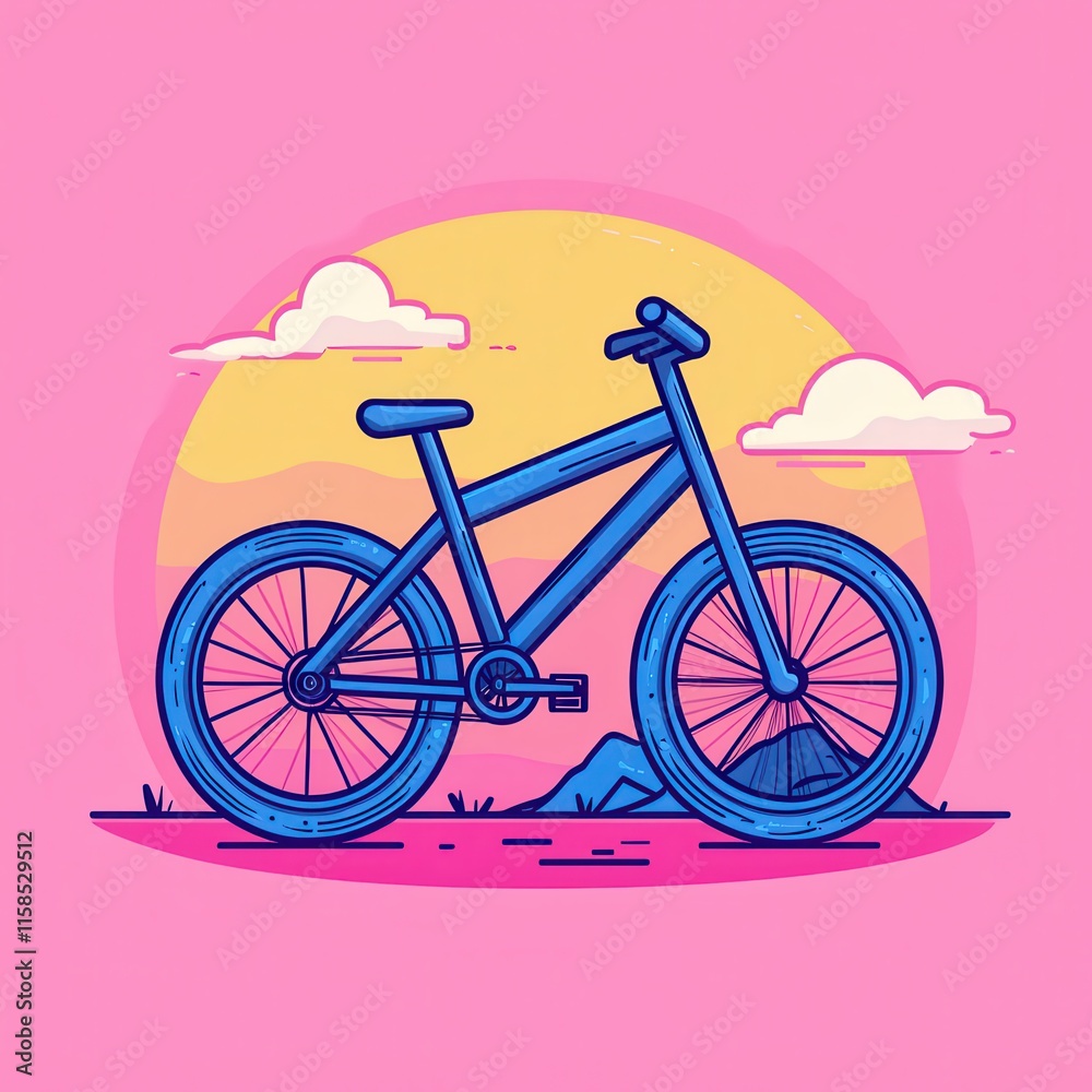 Fototapeta premium Colorful Mountain Bicycle Against a Bright Sunset Background
