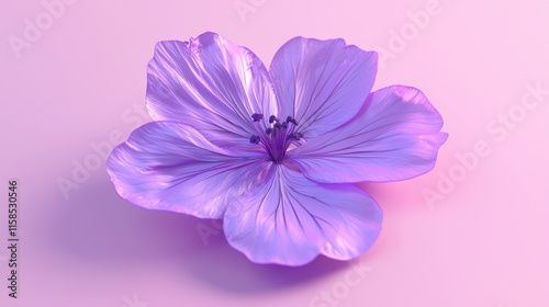 Single lilac flower on pink background.