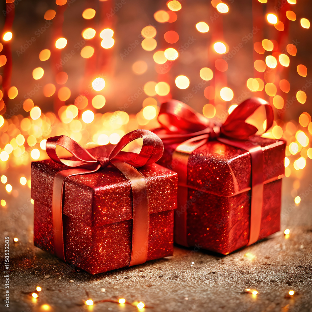 gift red shiny boxes