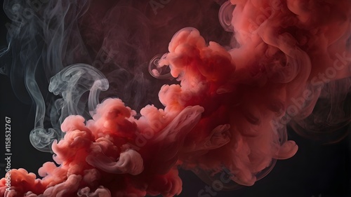 Abstract Red smoke background, with smoke explosion bursting explode, wave with closeup texture isolated vibrant dynmic colorful design.Ai Generative.