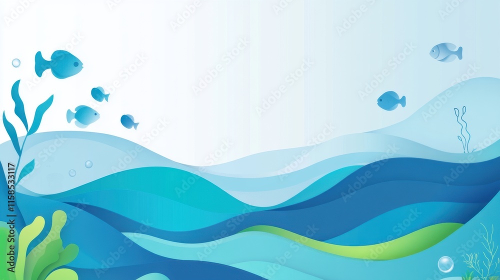 World Oceans Day abstract background. Featuring calming blues, whites, and turquoises. Highlighting ocean preservation, marine life, and sustainability. Perfect for ocean awareness campaigns World Oceans Day abstract background. Featuring calming blues, whites, and turquoises. Highlighting ocean preservation, marine life, and sustainability. Perfect for ocean awareness campaigns