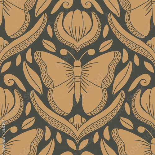 Art Nouveau organic seamless pattern design
