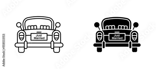 Just married icons in outline and fill. vector illustration for ui.