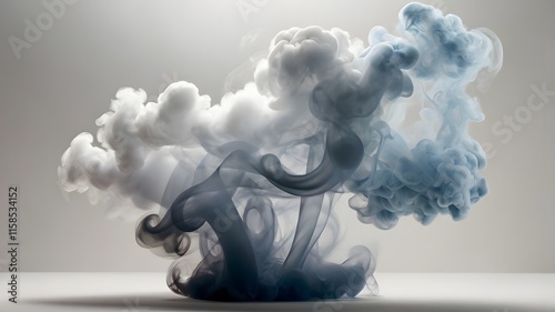 Smoke on white background smoke colorful swirl clodssteam texture isolated concept.