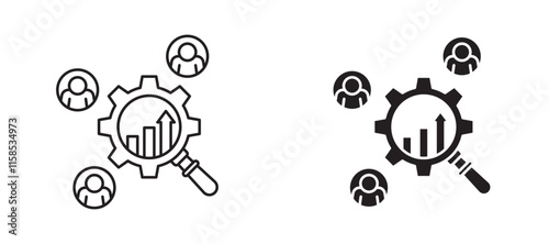 Market research icons in outline and fill. vector illustration for ui.