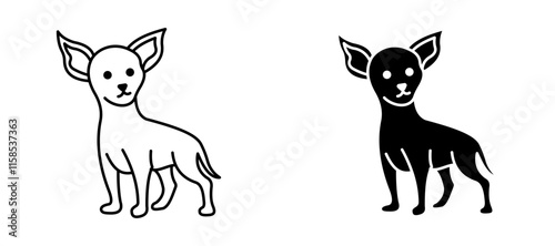 Chihuahua dog icons in outline and fill. vector illustration for ui.