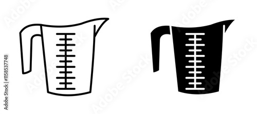 Measuring cup icons in outline and fill. vector illustration for ui.