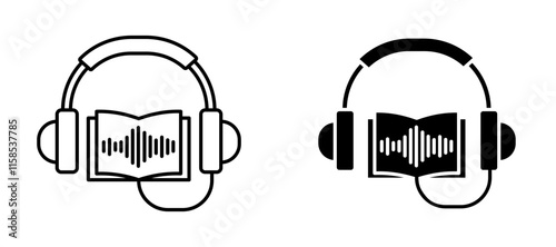 Audiobook icons in outline and fill. vector illustration for ui.