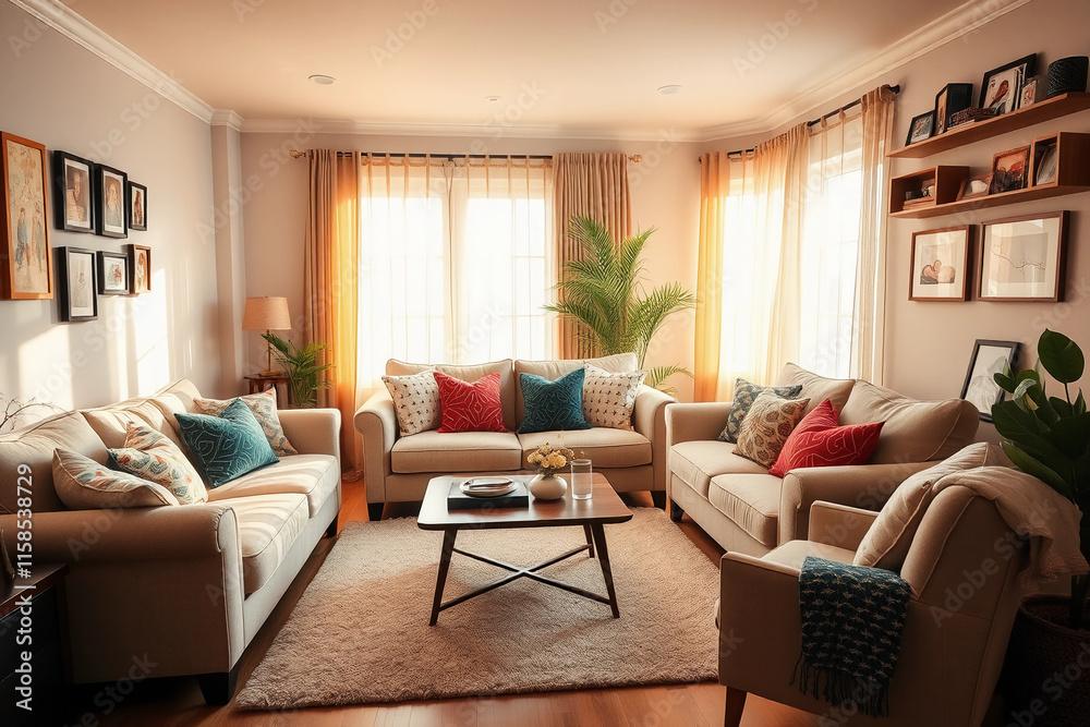 Fototapeta premium Living Room Family Space: Cozy Decor Ideas for Modern Gatherings