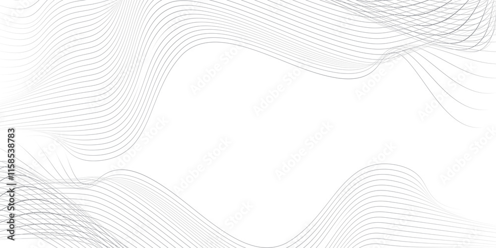 Fototapeta premium Abstract transparent background grey wavy lines, modern curves and copy space.