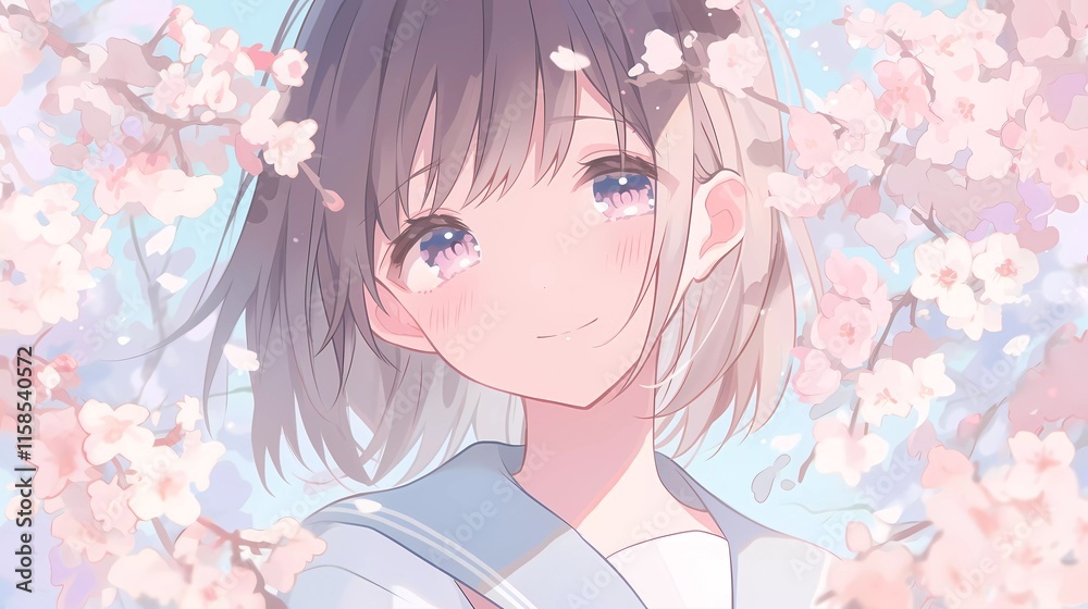 Cherry Blossom Japanese Anime Girl: Spring Jazz Lo-fi Kawaii Music YouTube Thumbnail Cherry Blossom Japanese Anime Girl: Spring Jazz Lo-fi Kawaii Music YouTube Thumbnail