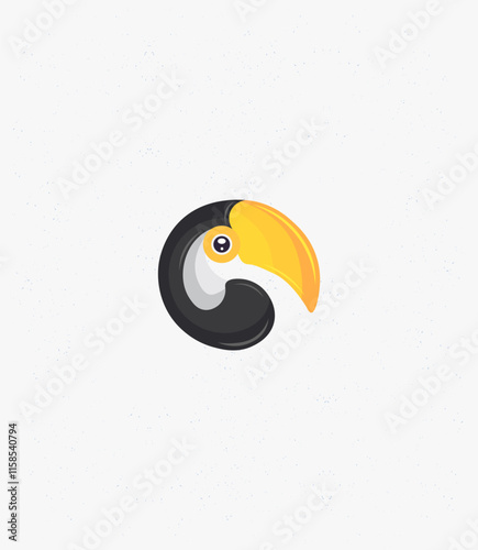 A stylish toucan logo blending the yin-yang concept, symbolizing balance and nature. Ideal for eco, wildlife, and modern branding projects.