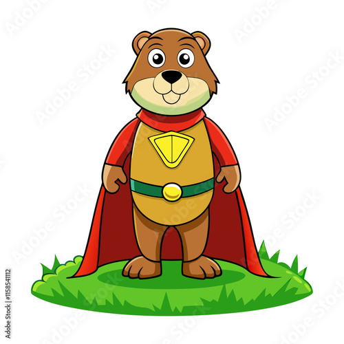 A groundhog in a superhero costume Vector illustration