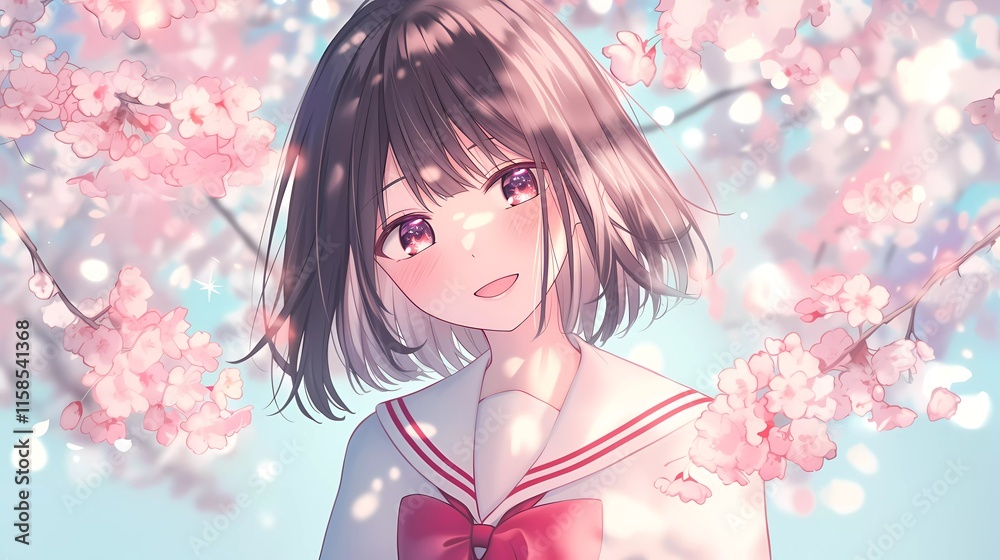 Cherry Blossom Japanese Anime Girl: Spring Jazz Lo-fi Kawaii Music YouTube Thumbnail Cherry Blossom Japanese Anime Girl: Spring Jazz Lo-fi Kawaii Music YouTube Thumbnail