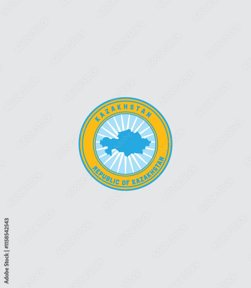 Fototapeta premium National emblem of Kazakhstan in a circular design. Vector illustration featuring the Shanyrak and sun symbol. Represents Kazakh culture and heritage.