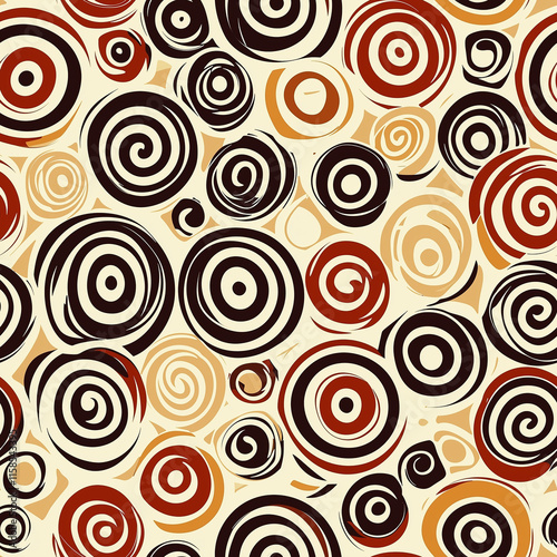 Dynamic african tribal seamless pattern with spirals vibrant colors textile design abstract art rich cultural heritage