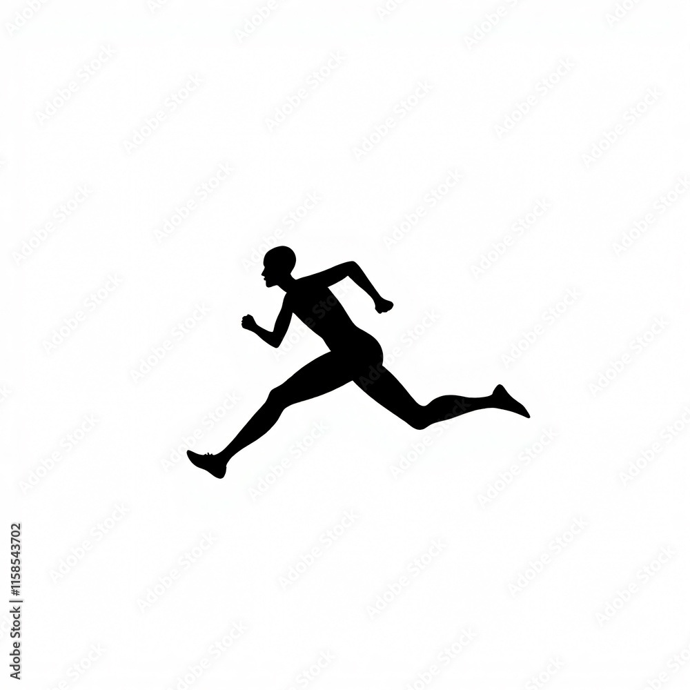 Silhouette of a Runner in Motion: A Dynamic Black and White Illustration Silhouette of a Runner in Motion: A Dynamic Black and White Illustration