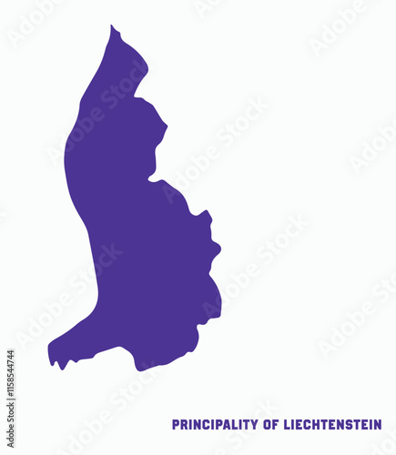 Purple silhouette map of Liechtenstein. Simple, minimalist vector illustration of the European microstate's shape.