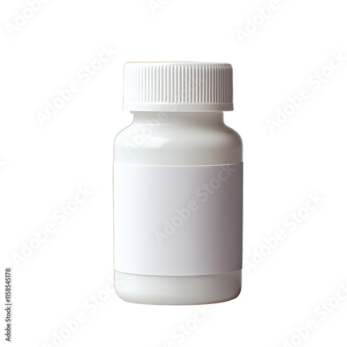 white prescription bottle with white lable, white background
