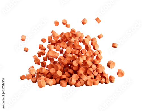 3d Orange Plastic Pellets Or PVC Polymer Beads Falling 3d Illustration