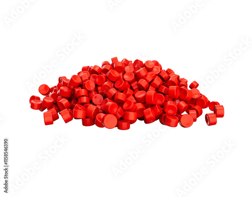 3d Scattered Red Plastic Pellets Or PVC Polymer Beads 3d Illustration
