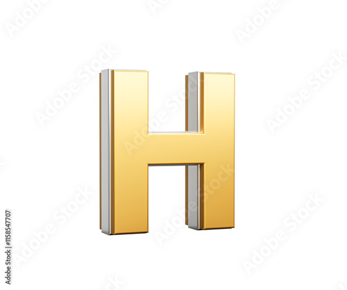 Free Download Golden Capital Letter H Gleams With Sleek Modern Design Bold Font With Sharp Edges 3D Illustration - GFXLoad