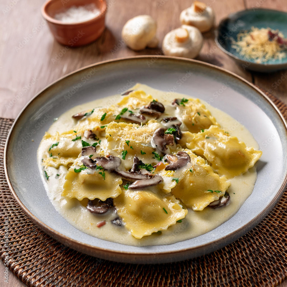 Delightful Dauphine Ravioli with Mushroom Cream Sauce Delightful Dauphine Ravioli with Mushroom Cream Sauce